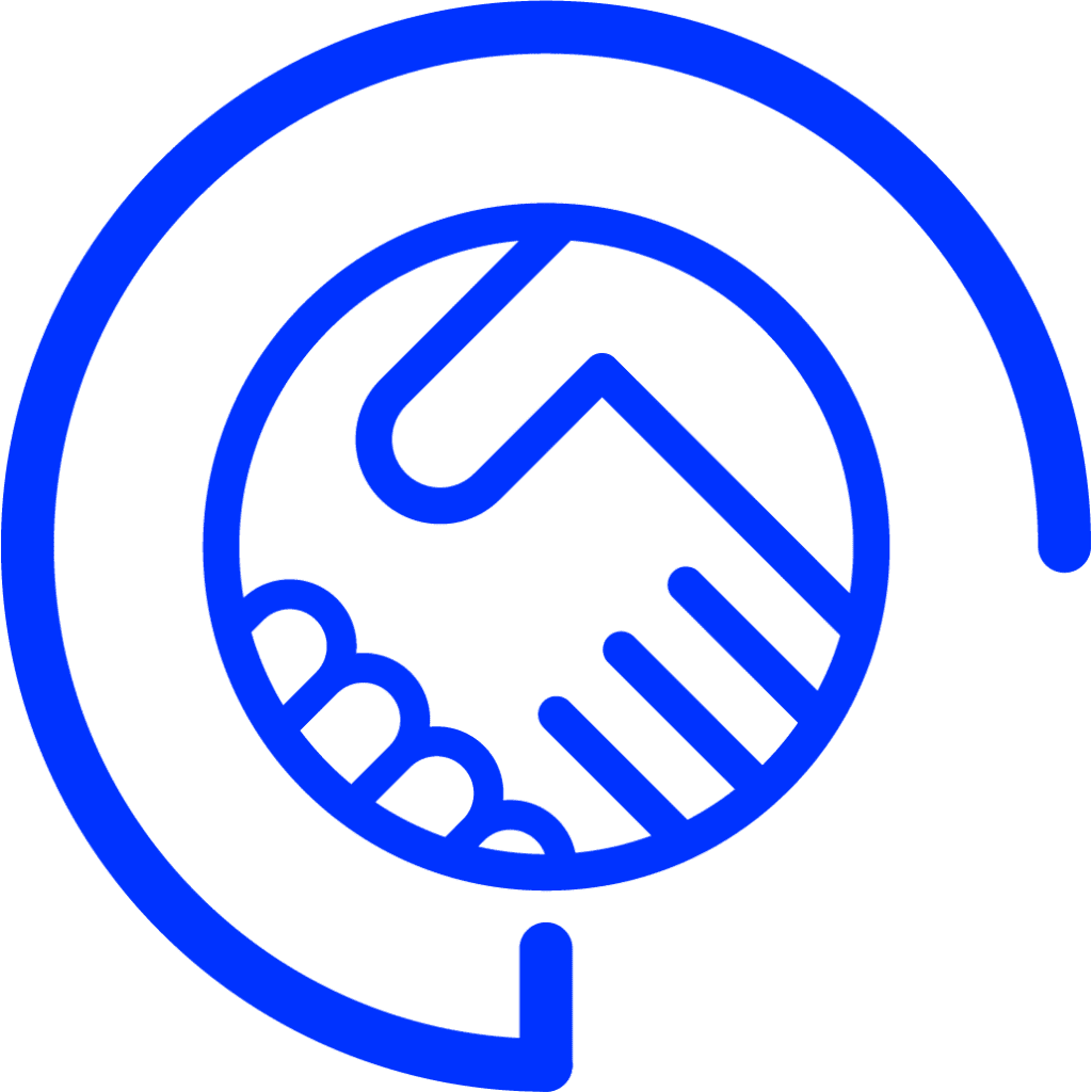 Blue handshake icon